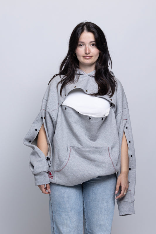 Grey HUG Hoodie: IV Accessible 450 GSM