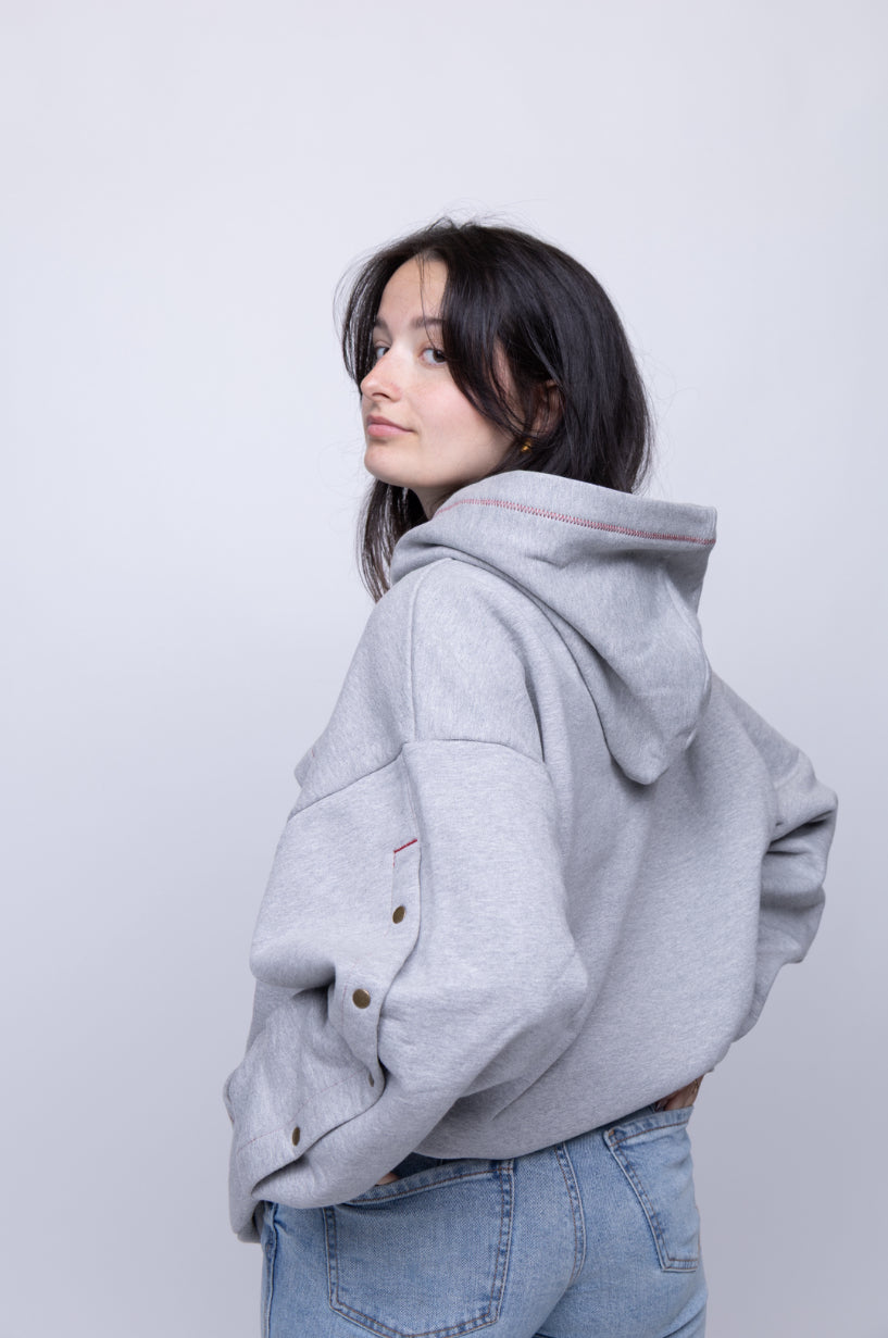 Grey HUG Hoodie: IV Accessible 450 GSM