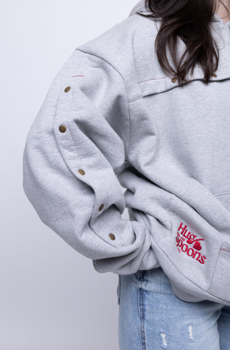 Grey HUG Hoodie: IV Accessible 450 GSM