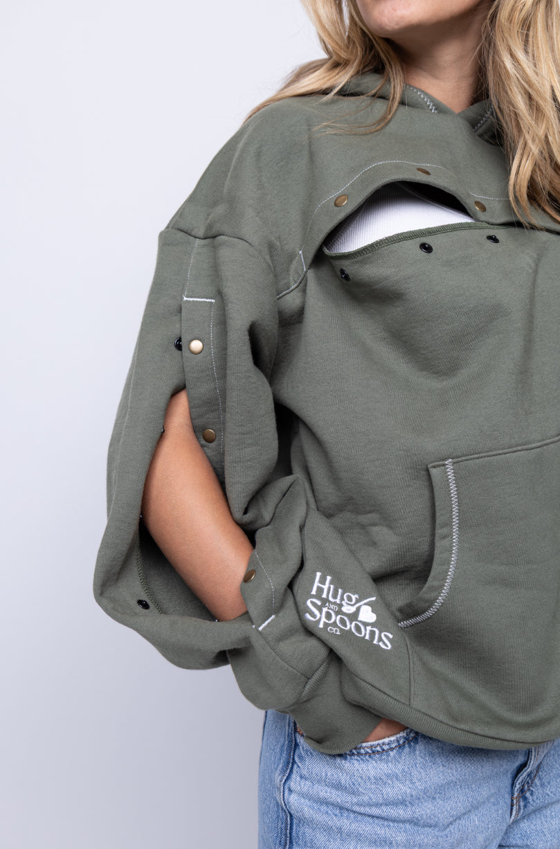 Forest HUG Hoodie: IV & Port Accessible 450 GSM Hoodie