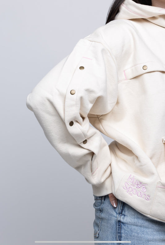 Crème HUG Hoodie: IV Accessible 350 GSM