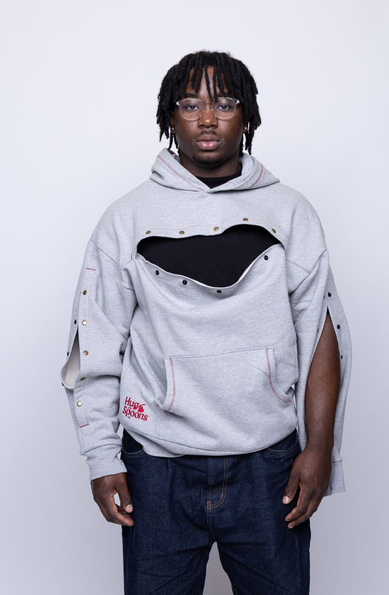 Grey HUG Hoodie: IV Accessible 450 GSM